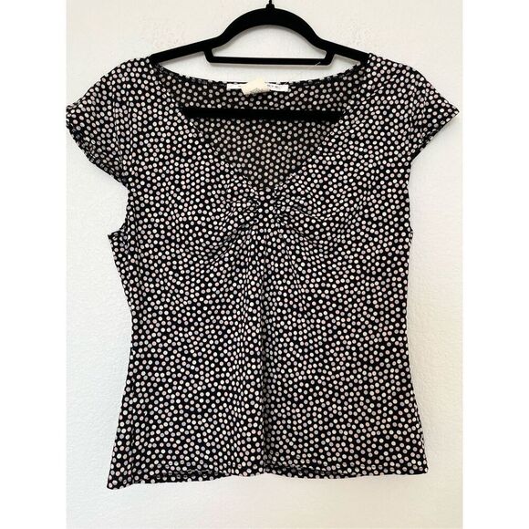 NWOT Max Studio Polka Dot Cap Sleeve Blouse - Picture 1 of 5
